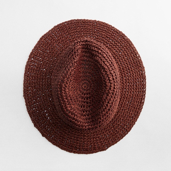nwt zara Brown Woven floppy Sun Hat medium